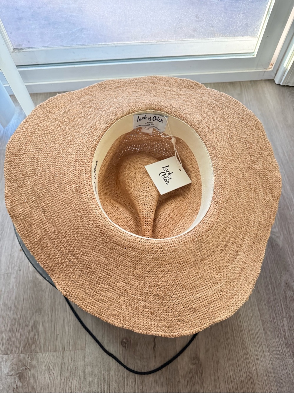 lack of color drift tan oversized wide brim fedora raffia straw sun hat size XL - Picture 6 of 7